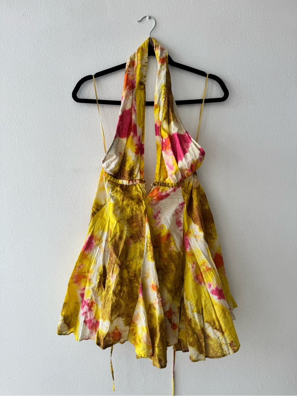 Zara Yellow and Pink Backless Halter Dress